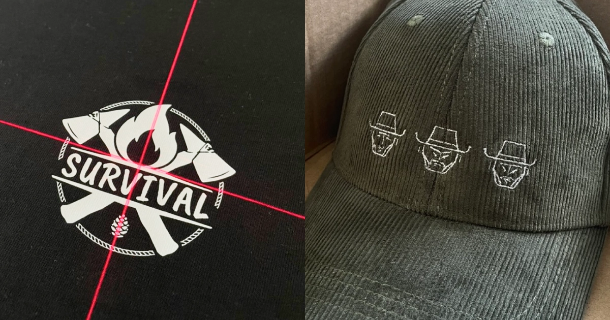 Técnicas de personalização de roupa: DTF e bordado em chapéu e tecido.