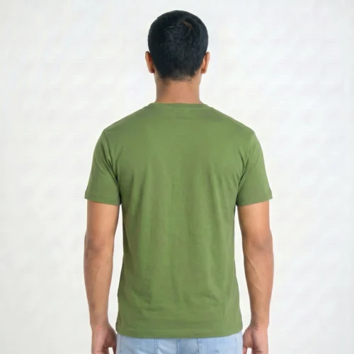 Green regular t-shirt for men, back view.