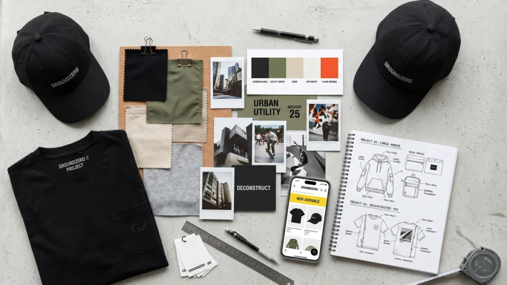 elementos de criação de uma marca de roupa streetwear