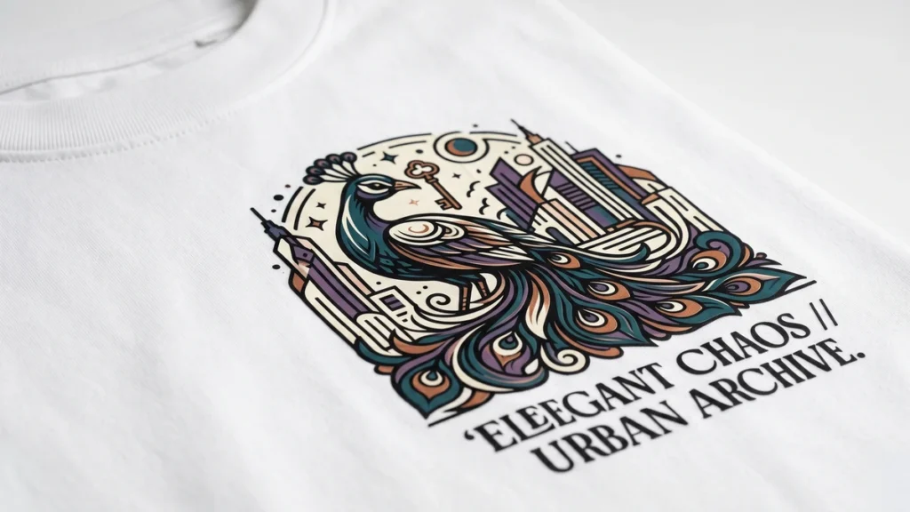 detalhe de t-shirt oversize com estampagem dtf