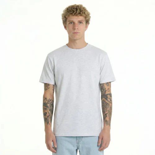 Light gray basic regular t-shirt for men.