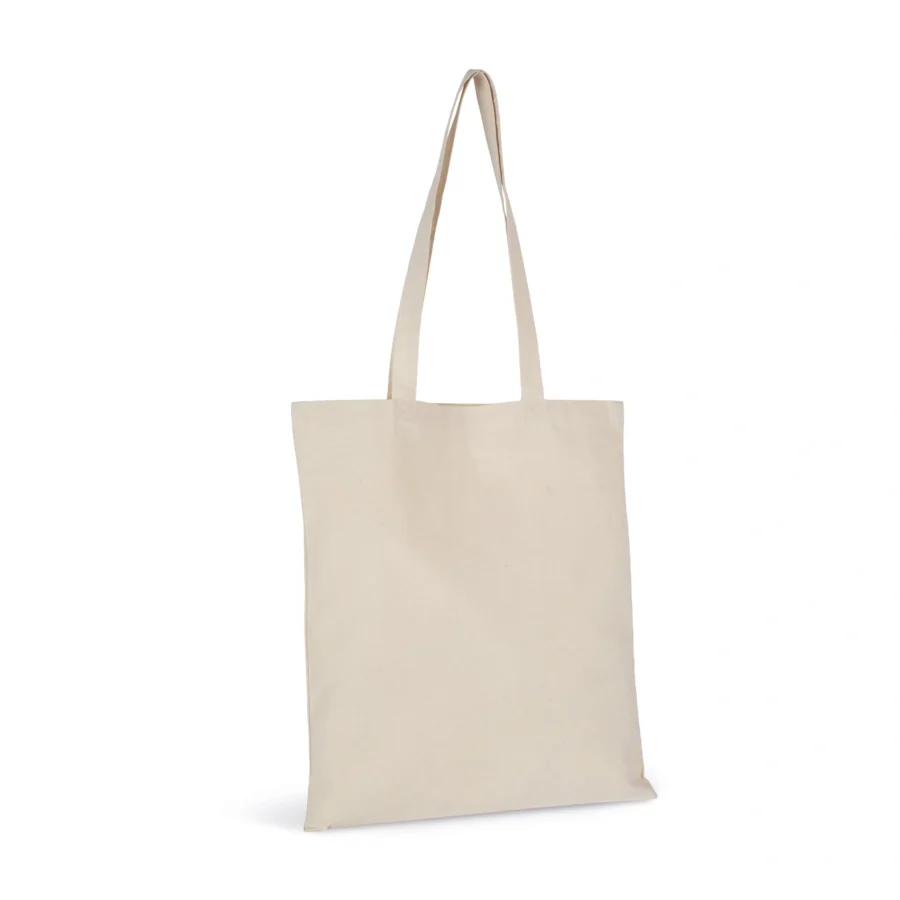 Tote bag em bambu personalizável, cor natural, vista de três quartos