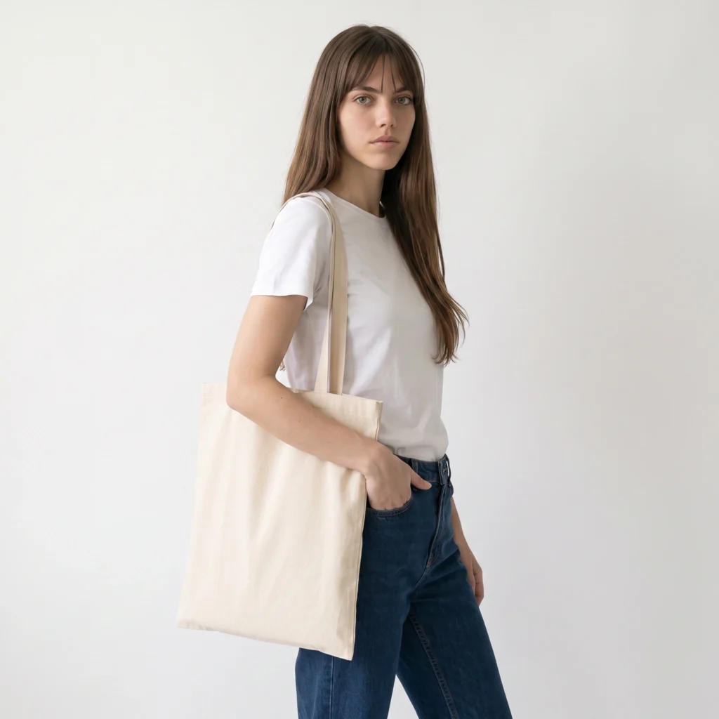 Tote bag em bambu personalizável, cor natural, ao ombro