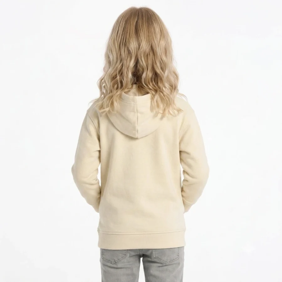 Menina a vestir sweatshirt com capuz e bolso canguru de criança