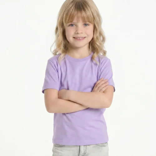 Girl wearing a kids' t-shirt